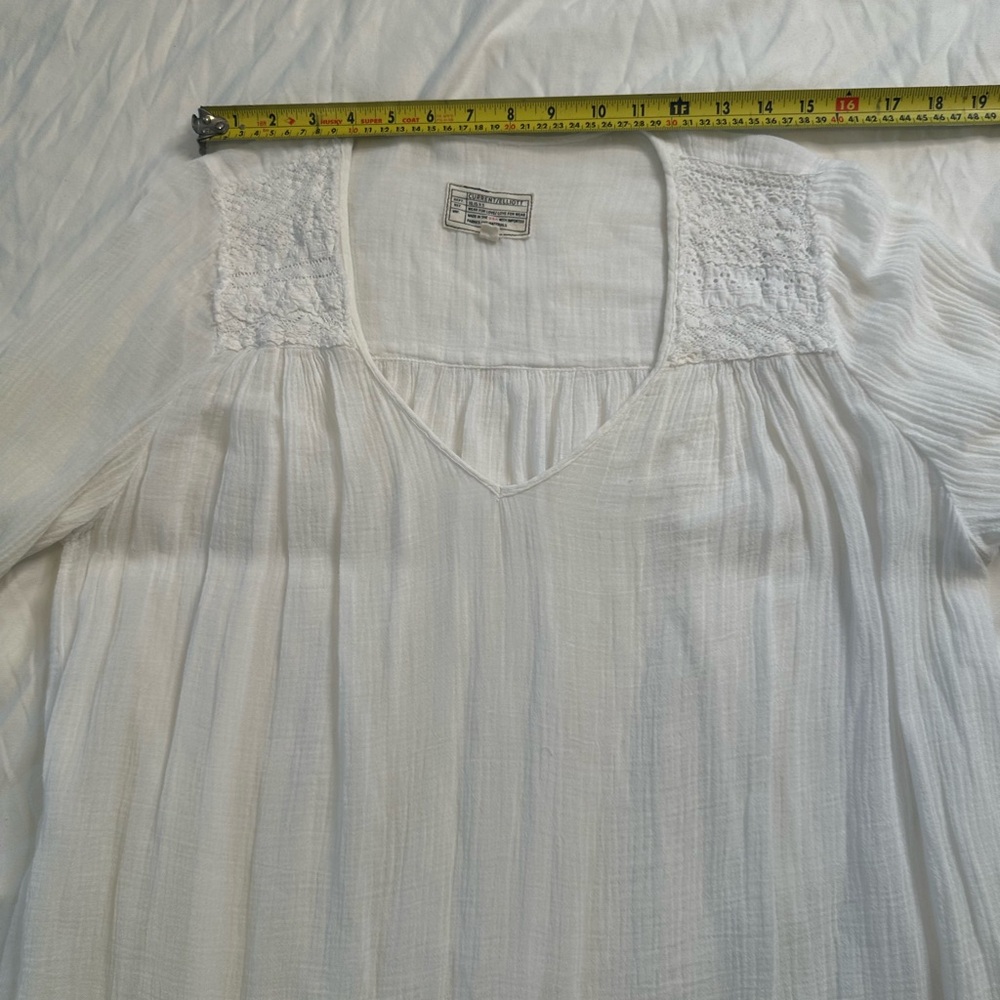 Current/Elliott White Boho Peasant Picnic Blouse Top Women’s Small Gauze Lace - Picture 11 of 13